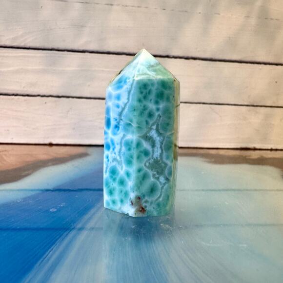 Larimar Polished Tower Blue White Mineral – Dominican Republic – 46 mm - Picture 2 of 4